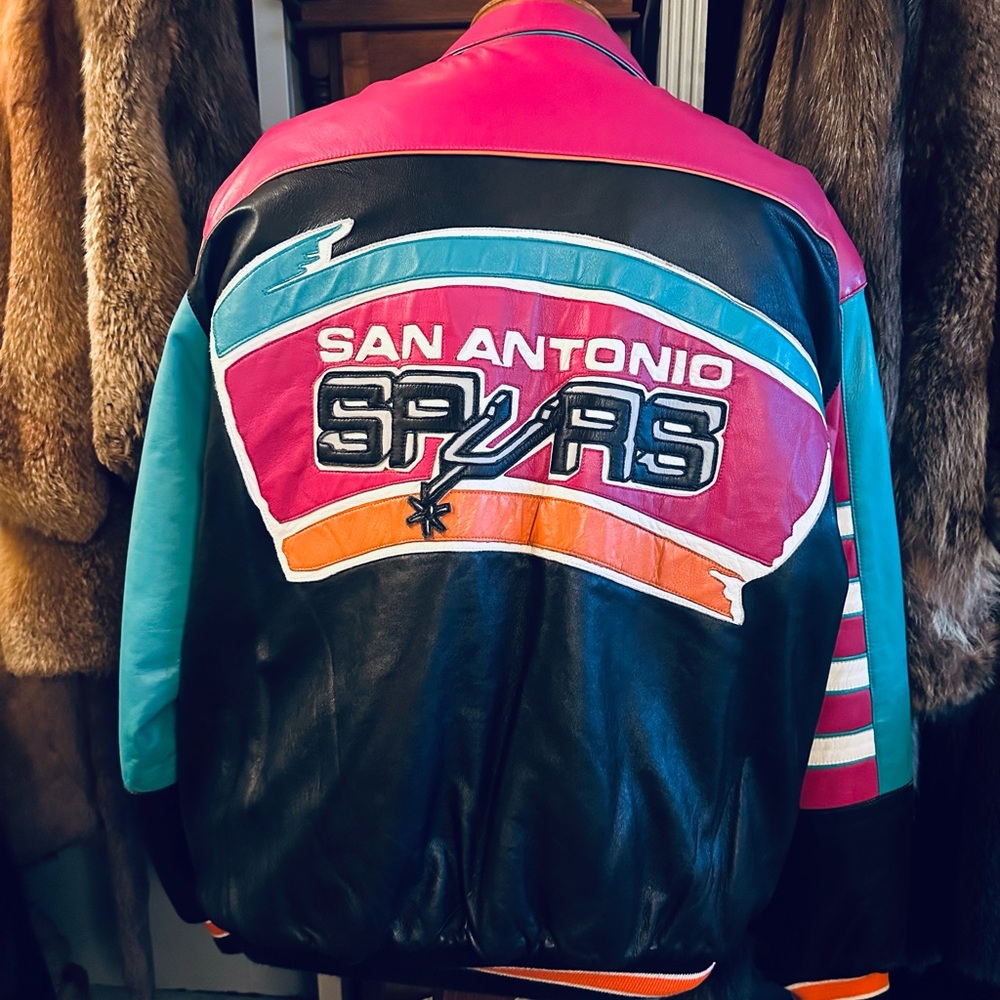 San Antonio Spurs Vintage 90s Jeff Hamilton Reversible Leather / Satin Jacket
